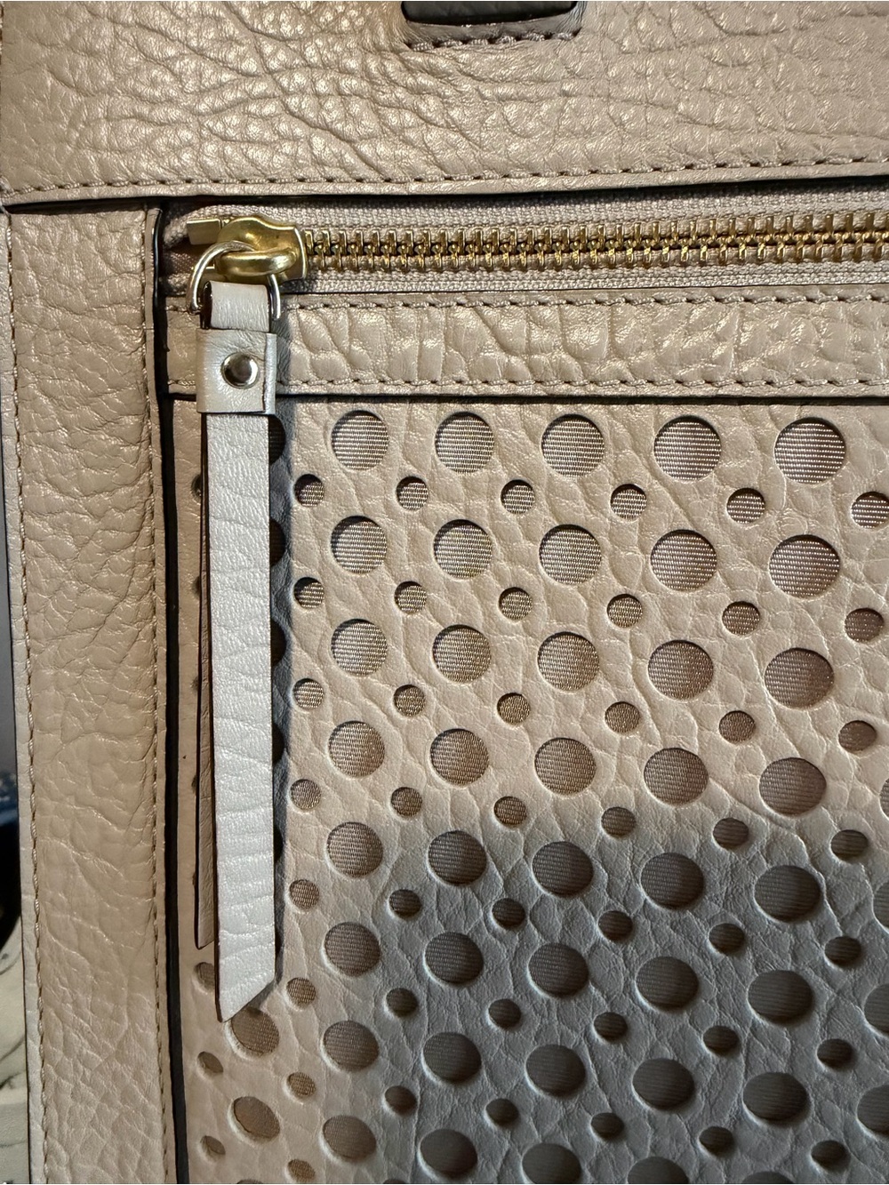Kate Spade Perri Lane Bubbles Lynne Perforated Leather Tote Bag – Ivory / Cream - Picture 7 of 11